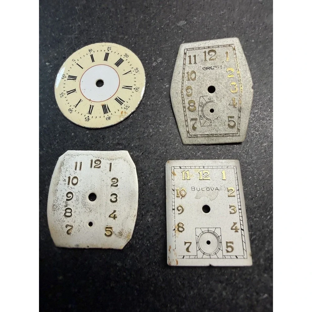 Watch Dial Lot 47 Pieces Bulova Elgin Waltham Gruen Art Deco Parts